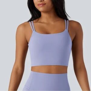 NWT Halara Purple UltraSculpt Double Strap Twisted Backless Yoga Tank Top
